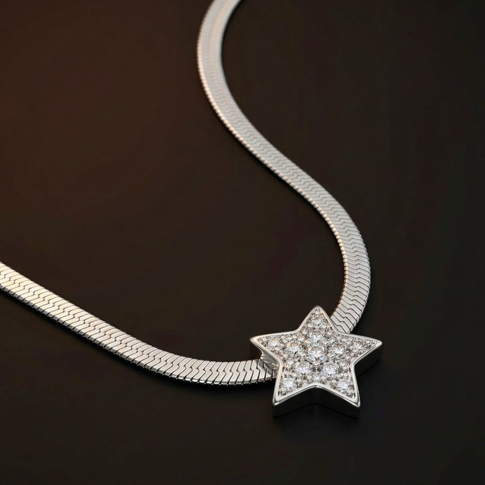 THE MEN THING SS Pendant/ Necklace ORION STAR - 13mm Titanium Steel Pendant with 19 to 21inch Adjustable Snake 5mm Chain for Men & Boys