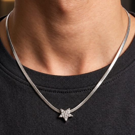 THE MEN THING SS Pendant/ Necklace ORION STAR - 13mm Titanium Steel Pendant with 19 to 21inch Adjustable Snake 5mm Chain for Men & Boys