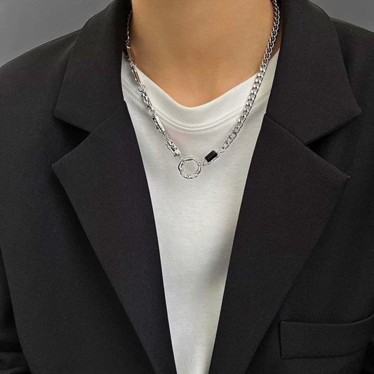 THE MEN THING SS Pendant/ Necklace ORVION FUSION - 19mm Titanium Steel Pendant with 19 to 21inch Curb 6mm Chain for Men & Boys