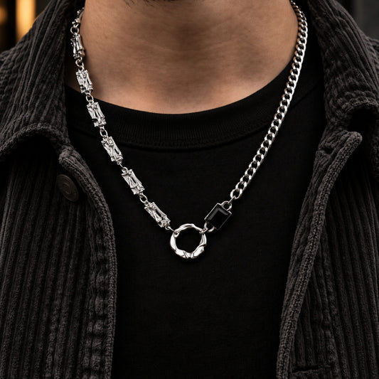 THE MEN THING SS Pendant/ Necklace ORVION FUSION - 19mm Titanium Steel Pendant with 19 to 21inch Curb 6mm Chain for Men & Boys