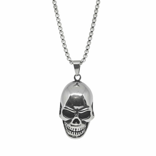 THE MEN THING SS Pendant/ Necklace OUTLAW SKULL - 23mm Titanium Steel Pendant with 24inch Round Box 5mm Chain for Men & Boys