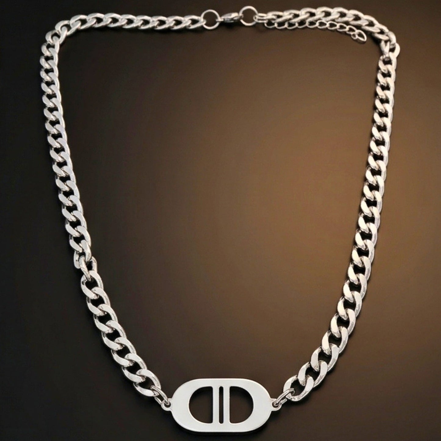 THE MEN THING SS Pendant/ Necklace OVAL CORE - 26mm Titanium Steel Pendant with 18 to 20 inch Adjustable 7mm Chain for Men & Boys