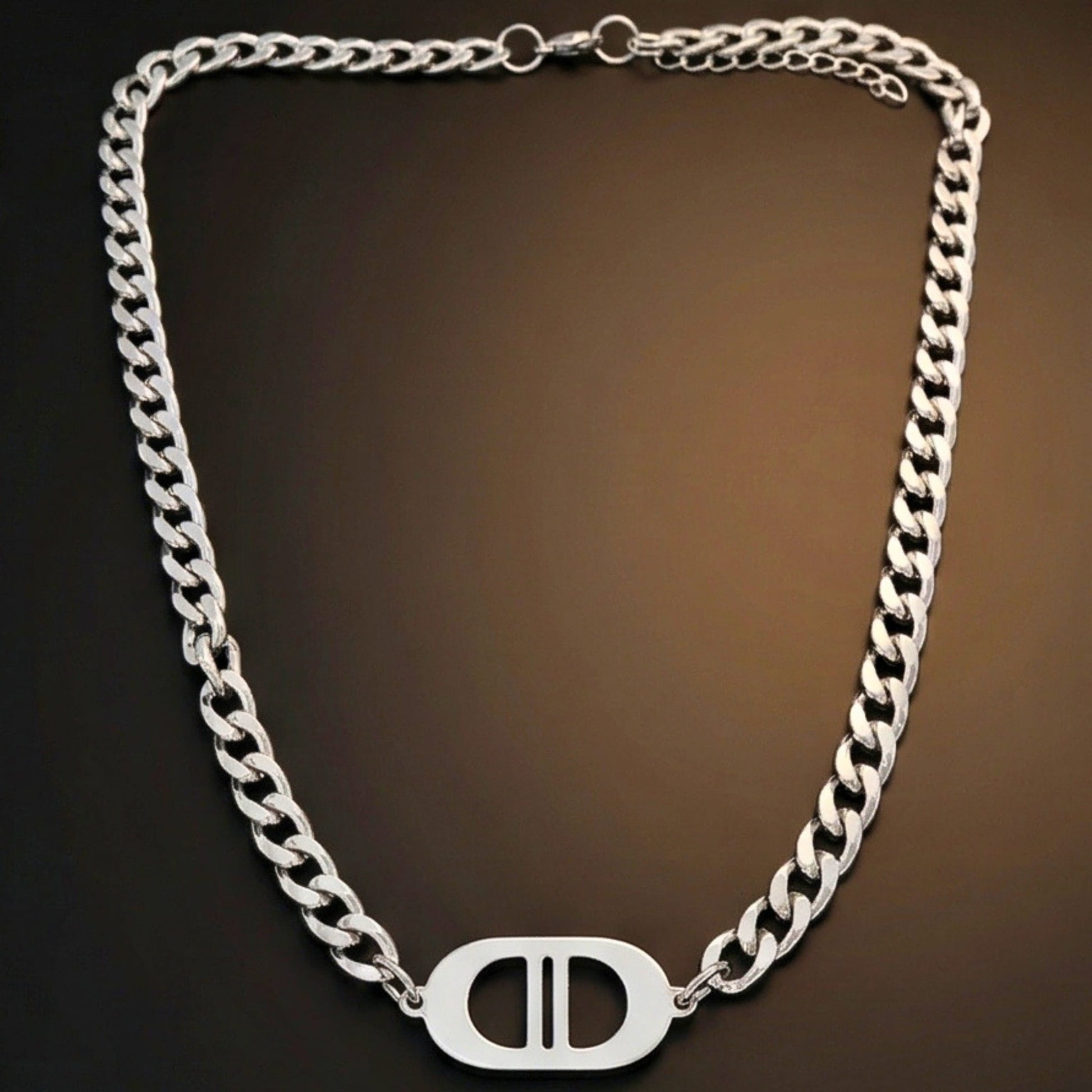 THE MEN THING SS Pendant/ Necklace OVAL CORE - 26mm Titanium Steel Pendant with 18 to 20 inch Adjustable 7mm Chain for Men & Boys