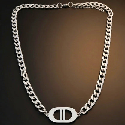 THE MEN THING SS Pendant/ Necklace OVAL CORE - 26mm Titanium Steel Pendant with 18 to 20 inch Adjustable 7mm Chain for Men & Boys