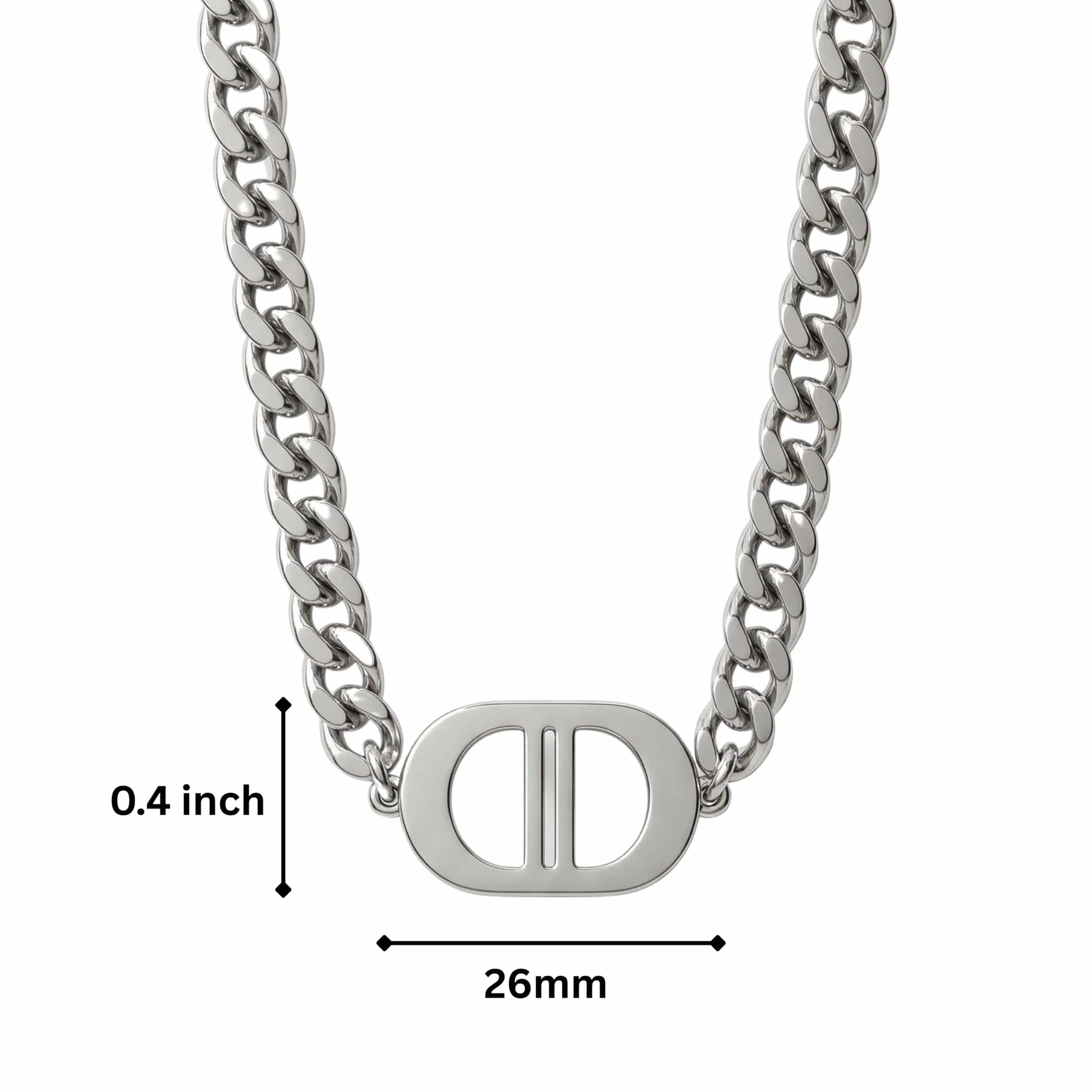 THE MEN THING SS Pendant/ Necklace OVAL CORE - 26mm Titanium Steel Pendant with 18 to 20 inch Adjustable 7mm Chain for Men & Boys
