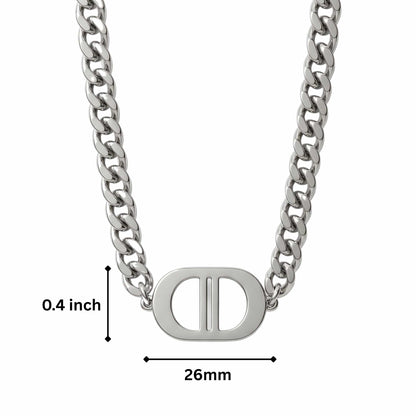 THE MEN THING SS Pendant/ Necklace OVAL CORE - 26mm Titanium Steel Pendant with 18 to 20 inch Adjustable 7mm Chain for Men & Boys