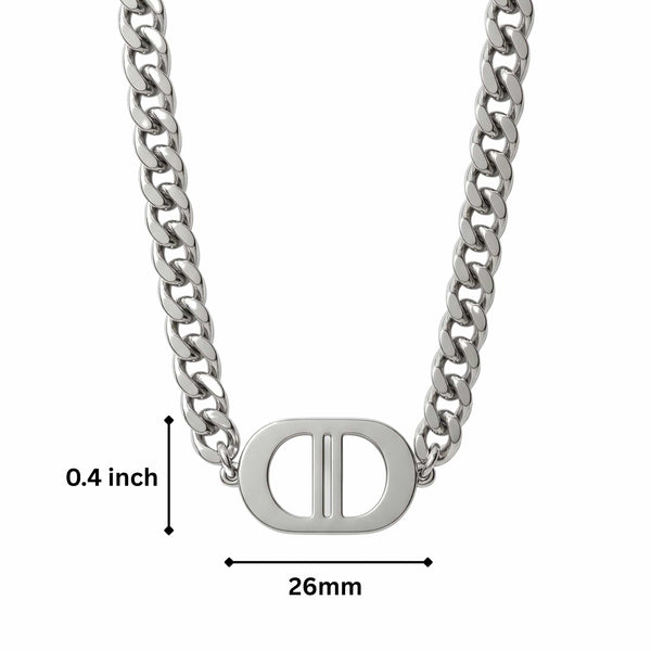 OVAL CORE - 26mm Titanium Steel Pendant with 18 to 20 inch Adjustable 7mm Chain for Men & Boys