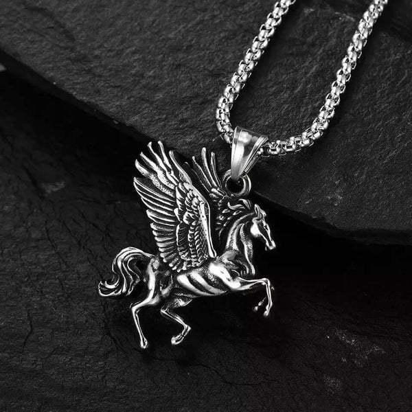 PEGASUS-  Alloy Pendant with Pure Stainless Steel  24inch Round Box Chain for Men, European trending Style for Men & Boy