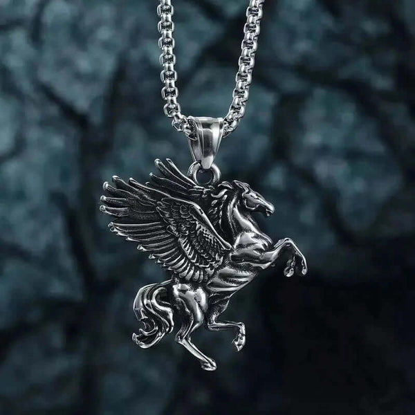 PEGASUS-  Alloy Pendant with Pure Stainless Steel  24inch Round Box Chain for Men, European trending Style for Men & Boy