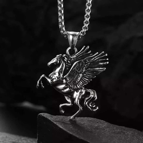 PEGASUS-  Alloy Pendant with Pure Stainless Steel  24inch Round Box Chain for Men, European trending Style for Men & Boy