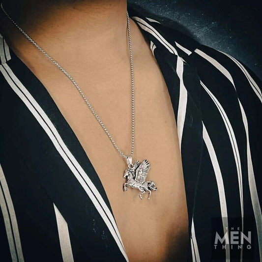 THE MEN THING SS Pendant/ Necklace PEGASUS-  Alloy Pendant with Pure Stainless Steel  24inch Round Box Chain for Men, European trending Style for Men & Boy