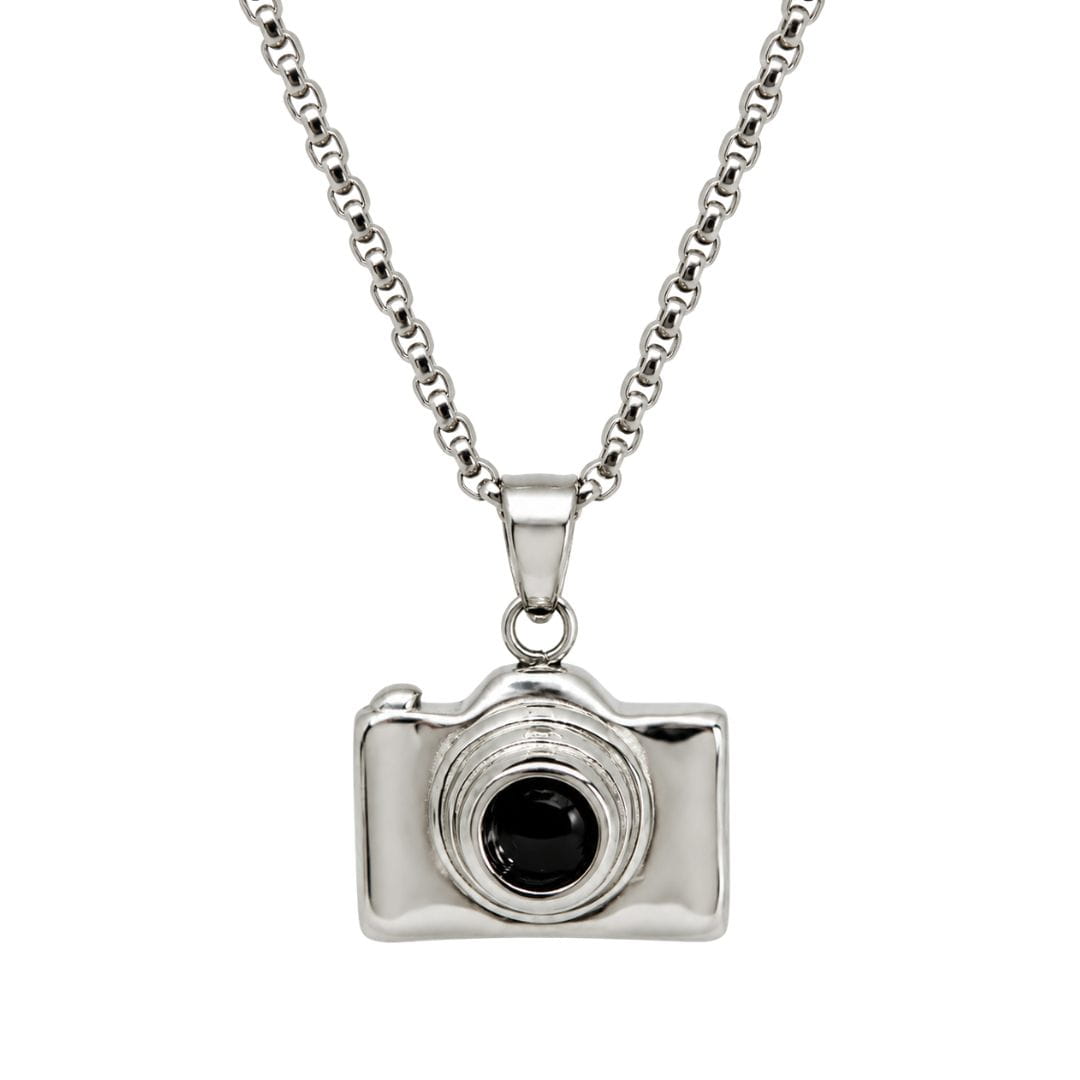 THE MEN THING SS Pendant/ Necklace PHOTO SNAP - 13mm Stainless Steel Pendant with 24inch Round Box 2mm Chain for Men & Boys
