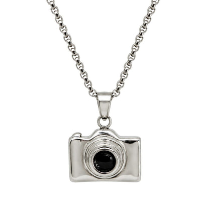 THE MEN THING SS Pendant/ Necklace PHOTO SNAP - 13mm Stainless Steel Pendant with 24inch Round Box 2mm Chain for Men & Boys