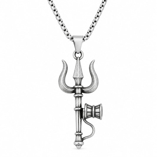 THE MEN THING SS Pendant/ Necklace PINAKI - Pure Vintage Pure Steel Pendant with 24inch Round Box 5mm Chain for Men & Boys