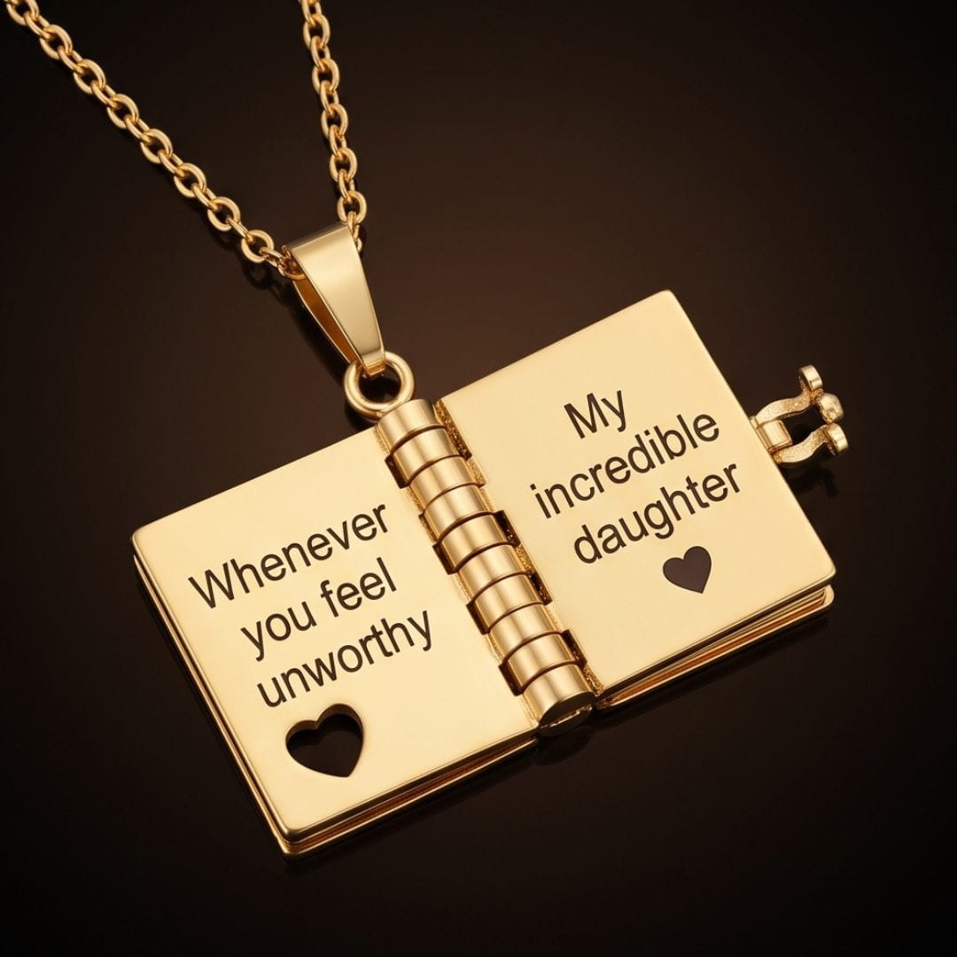 THE MEN THING SS Pendant/ Necklace PINKY PROMISE DIARY - GOLDEN - 18mm Pure Titanium Steel Pendant with 3mm Chain for Men & Boys (17 to 19 inch Adjustable Cable Chain)