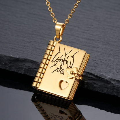 THE MEN THING SS Pendant/ Necklace PINKY PROMISE DIARY - GOLDEN - 18mm Pure Titanium Steel Pendant with 3mm Chain for Men & Boys (17 to 19 inch Adjustable Cable Chain)