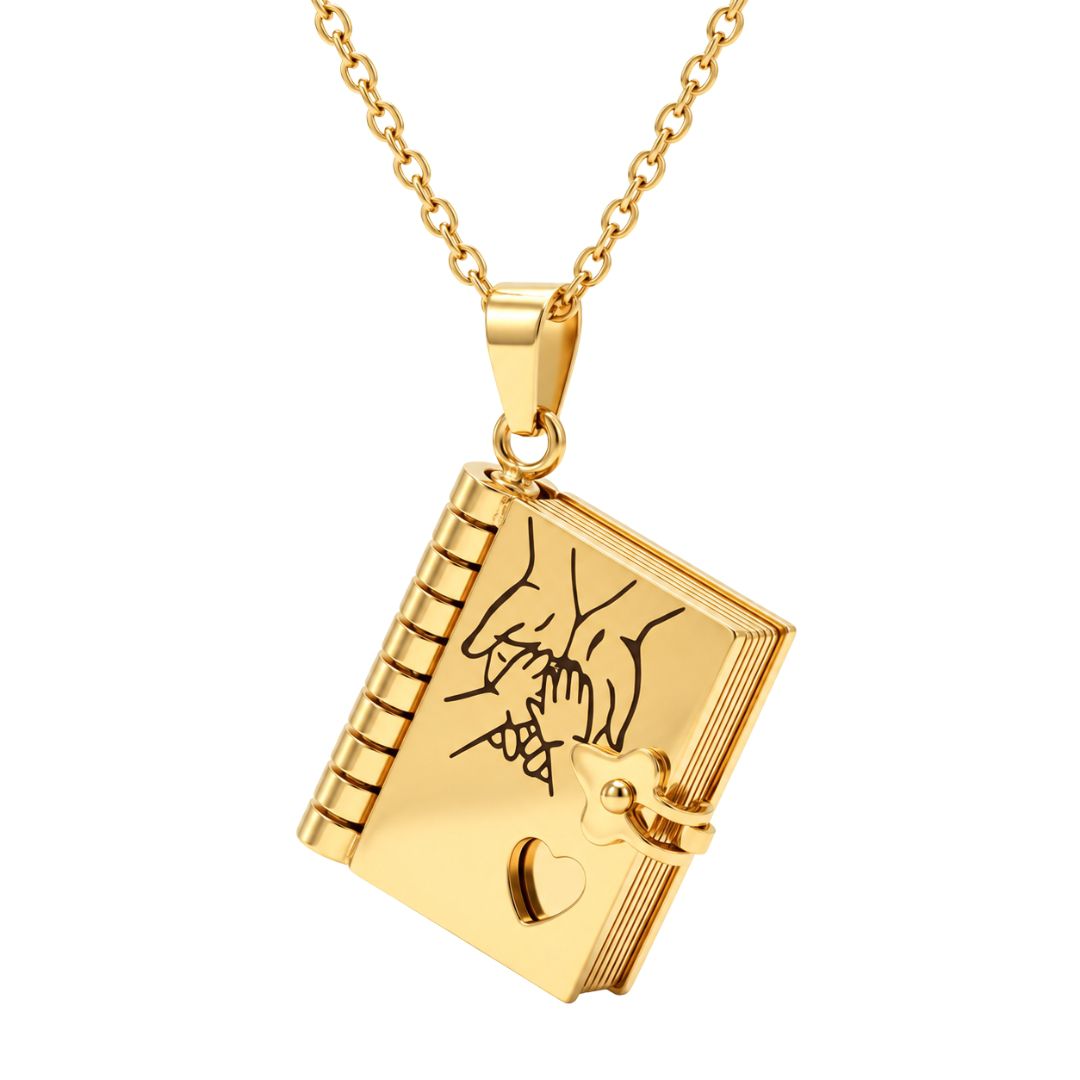 THE MEN THING SS Pendant/ Necklace PINKY PROMISE DIARY - GOLDEN - 18mm Pure Titanium Steel Pendant with 3mm Chain for Men & Boys (17 to 19 inch Adjustable Cable Chain)