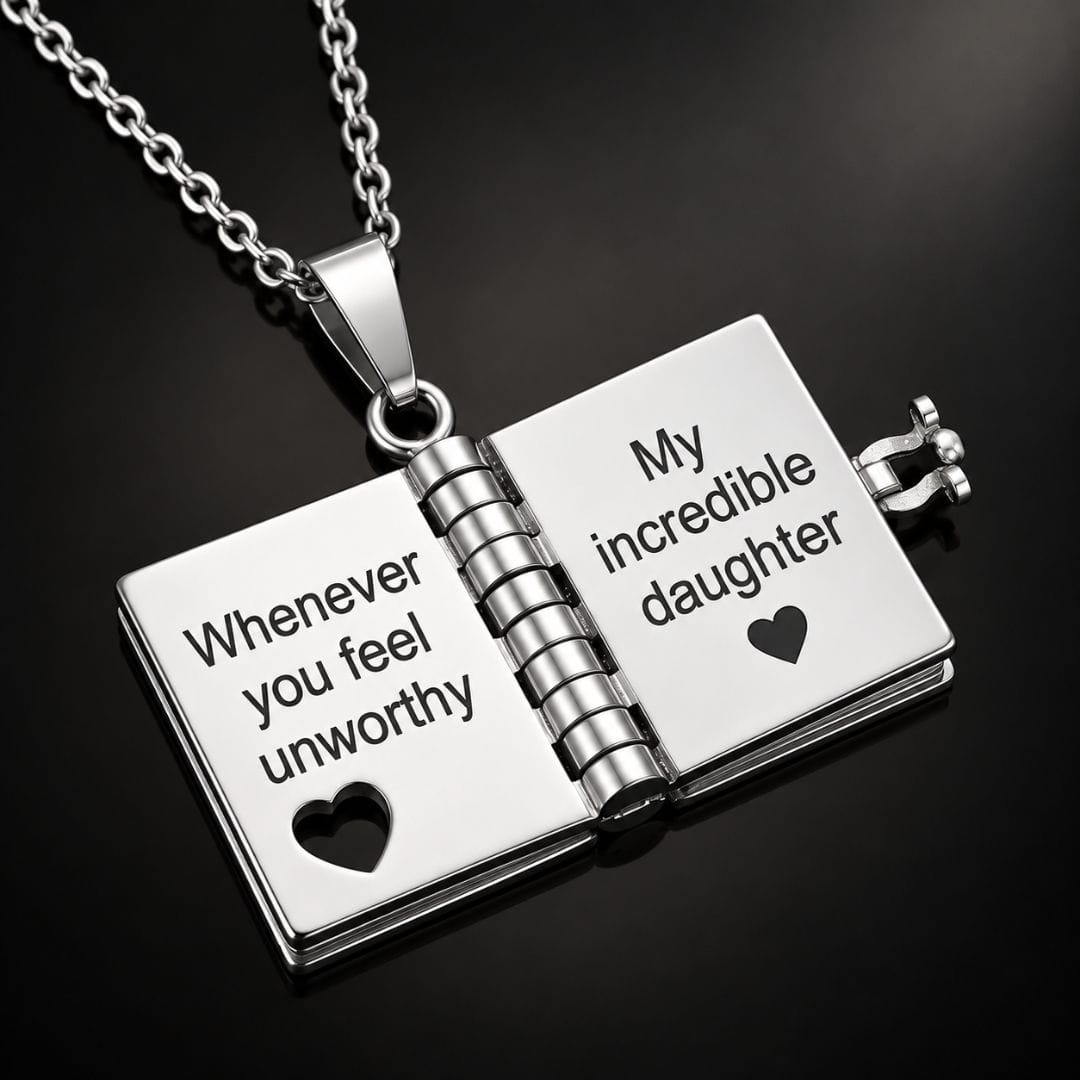 THE MEN THING SS Pendant/ Necklace PINKY PROMISE DIARY - STEEL - 18mm Pure Titanium Steel Pendant with 3mm Chain for Men & Boys (17 to 19 inch Adjustable Cable Chain)