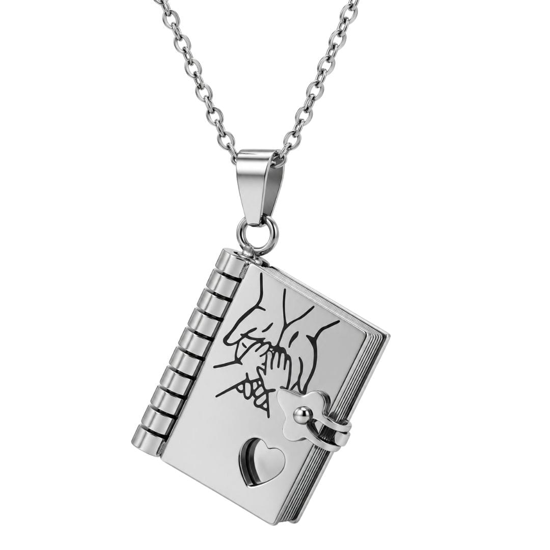 THE MEN THING SS Pendant/ Necklace PINKY PROMISE DIARY - STEEL - 18mm Pure Titanium Steel Pendant with 3mm Chain for Men & Boys (17 to 19 inch Adjustable Cable Chain)