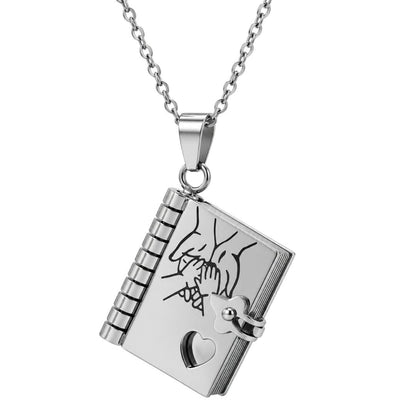 THE MEN THING SS Pendant/ Necklace PINKY PROMISE DIARY - STEEL - 18mm Pure Titanium Steel Pendant with 3mm Chain for Men & Boys (17 to 19 inch Adjustable Cable Chain)