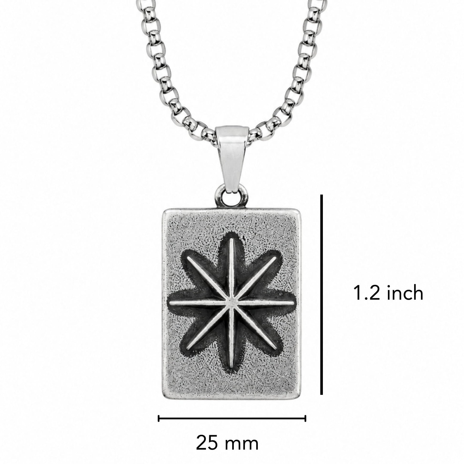 THE MEN THING SS Pendant/ Necklace POLARIS  - Pure Vintage Pure Steel Pendant with 24inch Round Box 5mm Chain for Men & Boys