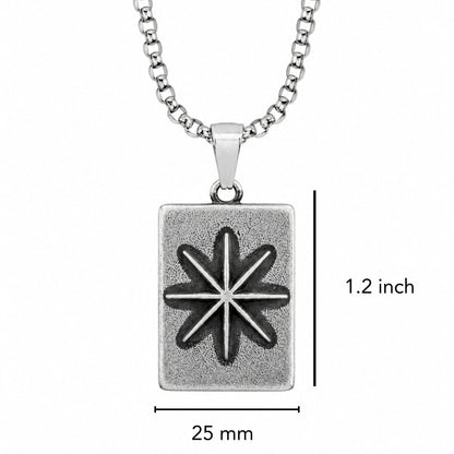 THE MEN THING SS Pendant/ Necklace POLARIS  - Pure Vintage Pure Steel Pendant with 24inch Round Box 5mm Chain for Men & Boys
