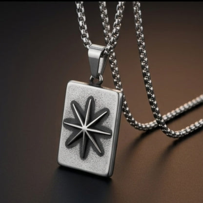 THE MEN THING SS Pendant/ Necklace POLARIS  - Pure Vintage Pure Steel Pendant with 24inch Round Box 5mm Chain for Men & Boys