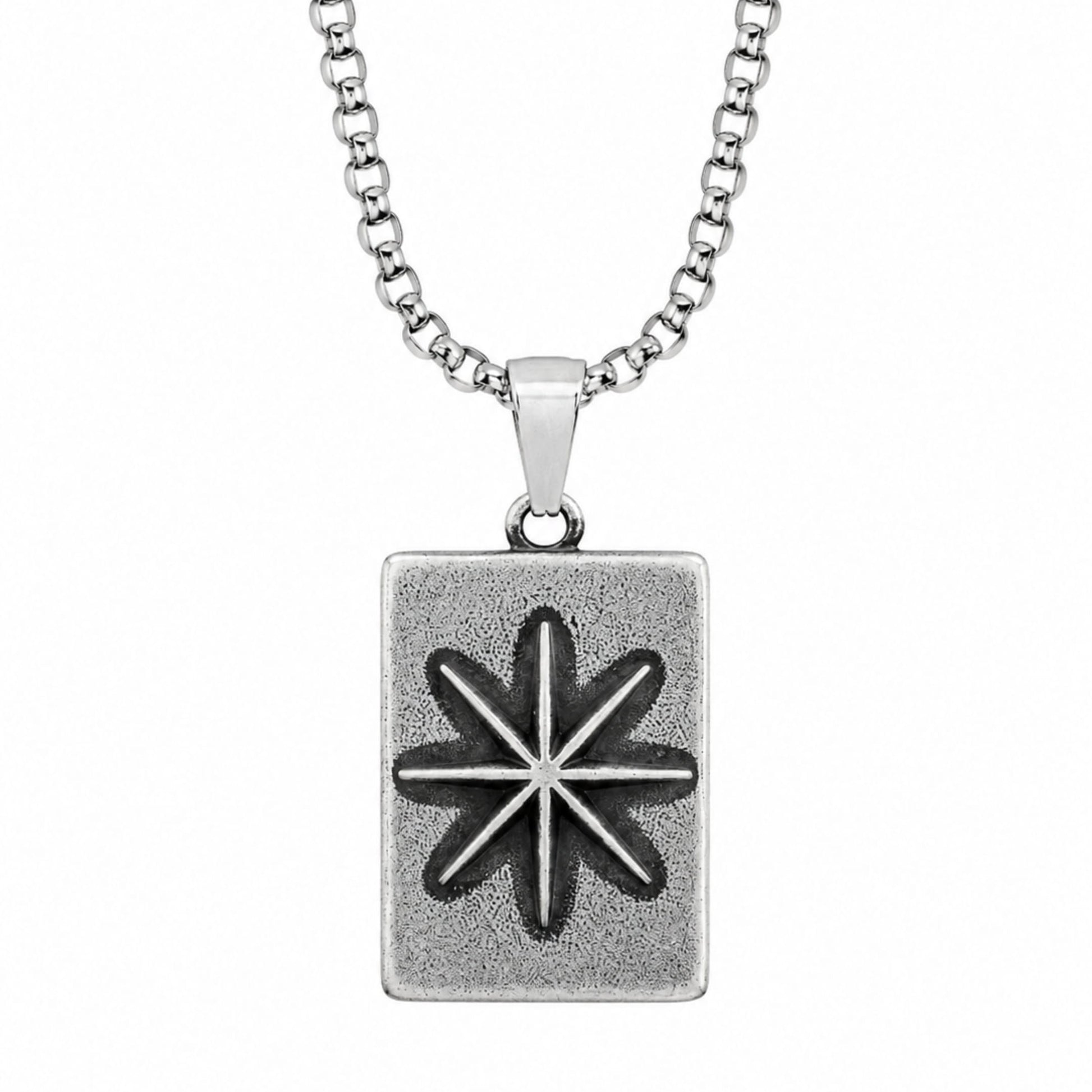 THE MEN THING SS Pendant/ Necklace POLARIS  - Pure Vintage Pure Steel Pendant with 24inch Round Box 5mm Chain for Men & Boys