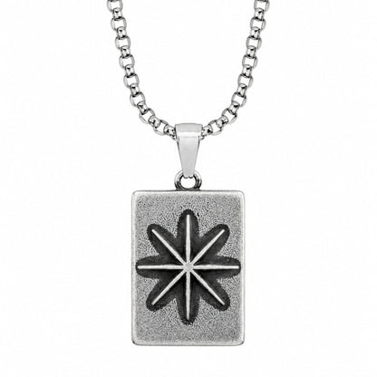 THE MEN THING SS Pendant/ Necklace POLARIS  - Pure Vintage Pure Steel Pendant with 24inch Round Box 5mm Chain for Men & Boys