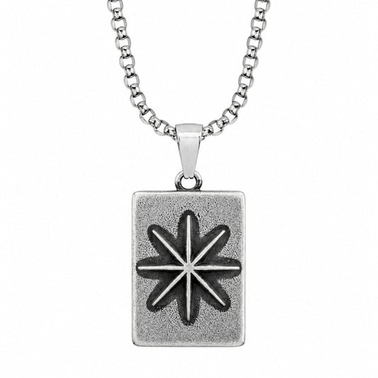 THE MEN THING SS Pendant/ Necklace POLARIS  - Pure Vintage Pure Steel Pendant with 24inch Round Box 5mm Chain for Men & Boys