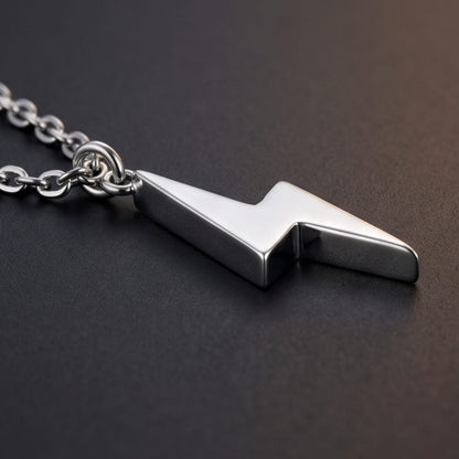 THE MEN THING SS Pendant/ Necklace POWER BOLT - 33mm Stainless Steel Pendant with 24inch Oval Link 2mm Chain for Men & Boys
