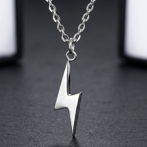 POWER BOLT - 33mm Stainless Steel Pendant with 24inch Oval Link 2mm Chain for Men & Boys