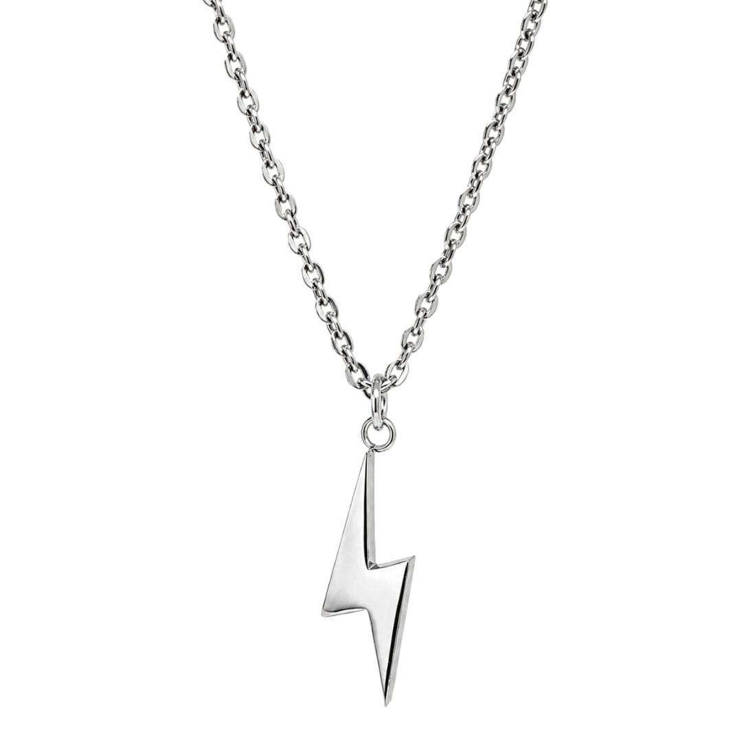 THE MEN THING SS Pendant/ Necklace POWER BOLT - 33mm Stainless Steel Pendant with 24inch Oval Link 2mm Chain for Men & Boys