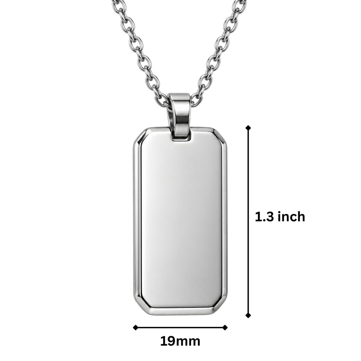 THE MEN THING SS Pendant/ Necklace PRIME TAG - 19mm Pure Titanium Steel Pendant with 1mm Chain for Men & Boys (18 inch Chain)