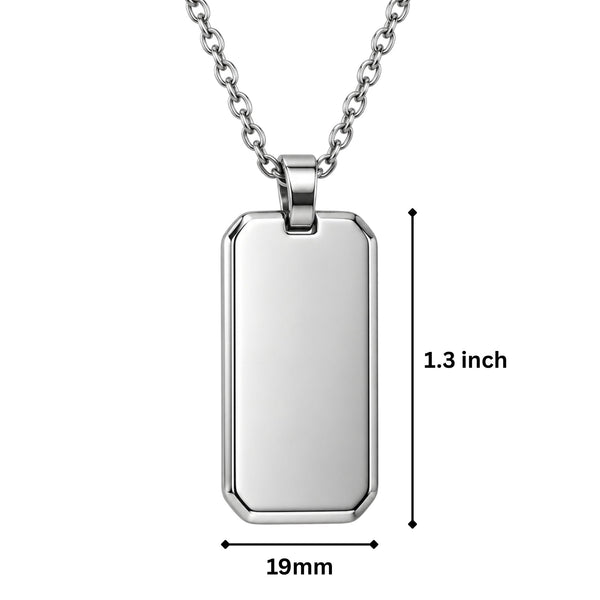 PRIME TAG - 19mm Pure Titanium Steel Pendant with 1mm Chain for Men & Boys (18 inch Chain)