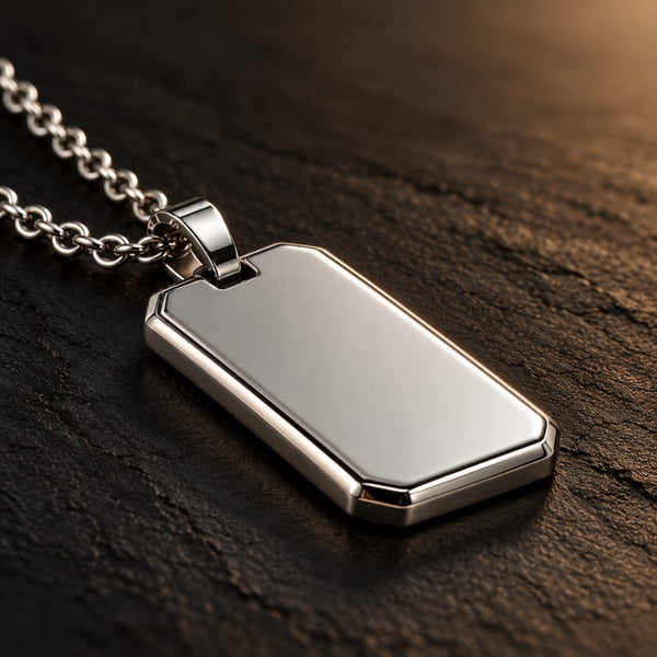 PRIME TAG - 19mm Pure Titanium Steel Pendant with 1mm Chain for Men & Boys (18 inch Chain)