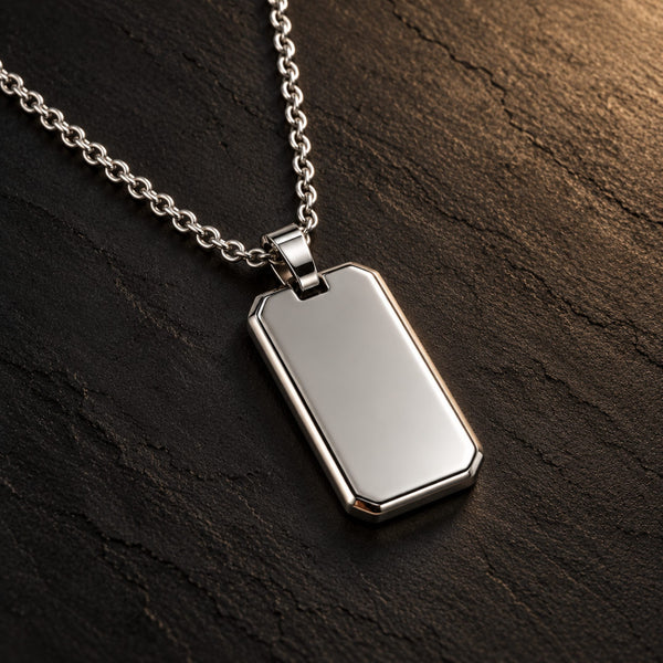 PRIME TAG - 19mm Pure Titanium Steel Pendant with 1mm Chain for Men & Boys (18 inch Chain)