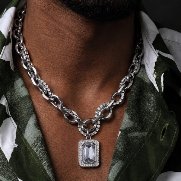 PRISM LUX - 15mm Titanium Steel Pendant with 20 to 22inch Adjustable Cable Chain for Men & Boys