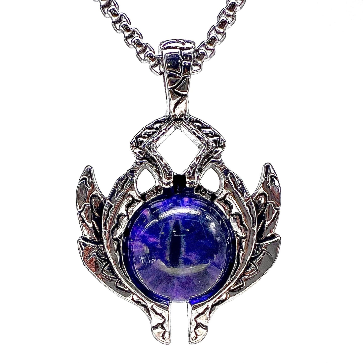 THE MEN THING SS Pendant/ Necklace PURPLE-EYE - Alloy Pendant with Stainless Steel 24inch Round Box Chain for Men & Boy