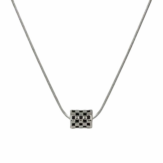 THE MEN THING SS Pendant/ Necklace RACER CHECK - 10mm Pure Titanium Steel Pendant with 19inch Snake 3mm Chain for Men & Boys