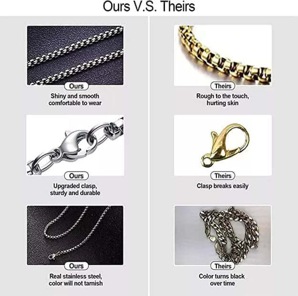 RAZOR BLADE - Pure Titanium Steel Pendant with 24inch Round Box Chain for Men & Boys