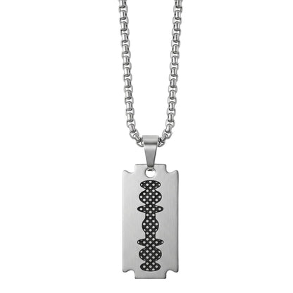 THE MEN THING SS Pendant/ Necklace RAZOR BLADE - Pure Titanium Steel Pendant with 24inch Round Box Chain for Men & Boys