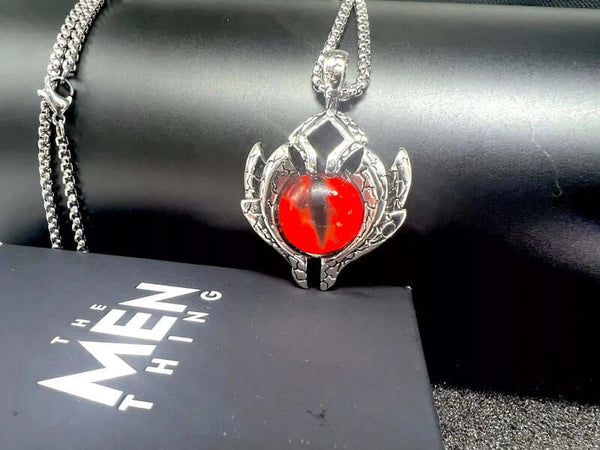 RED-EYE PROTECT -  Alloy Pendant with Pure Stainless Steel 24inch Round Box Chain for Men, European trending Style for Men & Boy