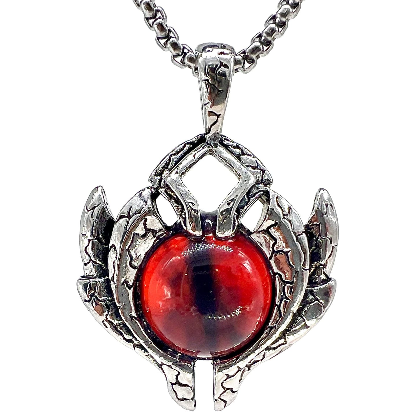 THE MEN THING SS Pendant/ Necklace RED-EYE PROTECT -  Alloy Pendant with Pure Stainless Steel 24inch Round Box Chain for Men, European trending Style for Men & Boy
