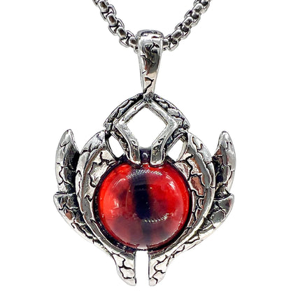 THE MEN THING SS Pendant/ Necklace RED-EYE PROTECT -  Alloy Pendant with Pure Stainless Steel 24inch Round Box Chain for Men, European trending Style for Men & Boy