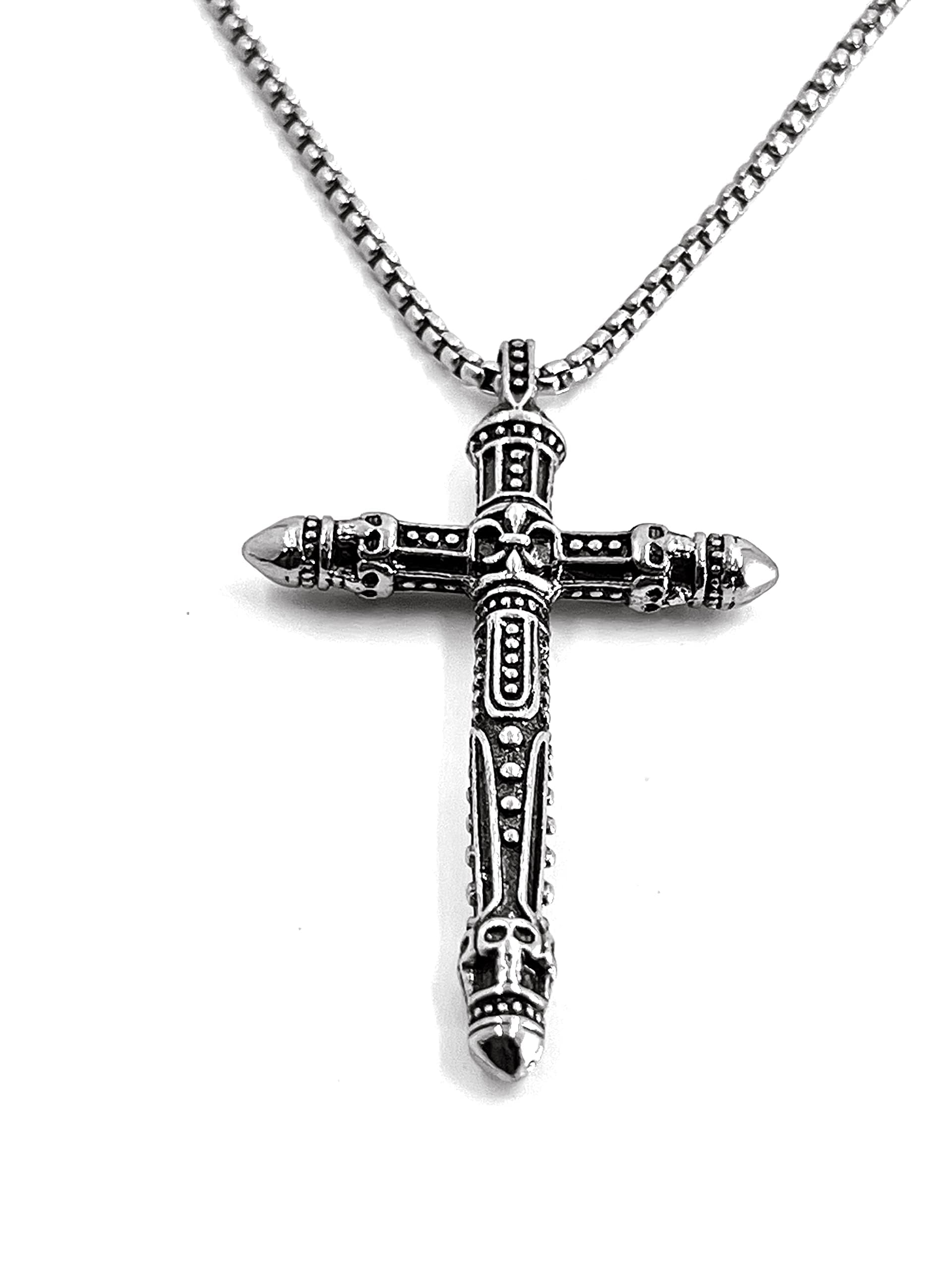 THE MEN THING SS Pendant/ Necklace RED INDIAN CROSS - Alloy Pendant with Pure Stainless Steel 24inch Round Box Chain , Milan trending Style for Men & Boy
