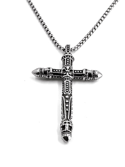 THE MEN THING SS Pendant/ Necklace RED INDIAN CROSS - Alloy Pendant with Pure Stainless Steel 24inch Round Box Chain , Milan trending Style for Men & Boy