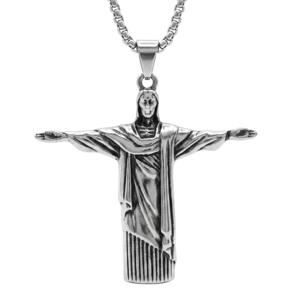 REEDEMER - Alloy Jesus Pendant with Stainless Steel  24inch Round Box Chain, American trending Style for Men & Boy