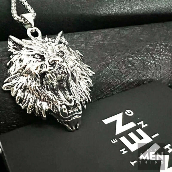 రోరింగ్ కింగ్ - స్వచ్ఛమైన స్టెయిన్‌లెస్ స్టీల్ 24 అంగుళాల రౌండ్ బాక్స్ చైన్‌తో అల్లాయ్ లాకెట్టు, పురుషులు & అబ్బాయిల కోసం యూరోపియన్ ట్రెండింగ్ స్టైల్