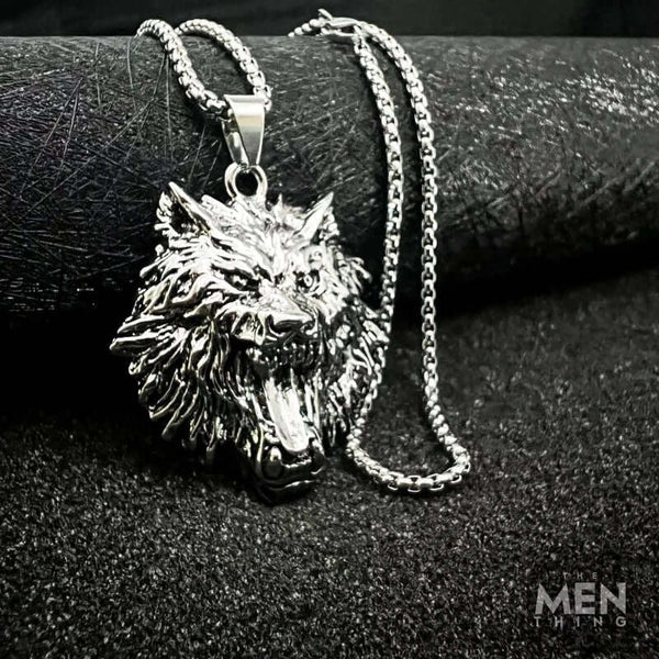 రోరింగ్ కింగ్ - స్వచ్ఛమైన స్టెయిన్‌లెస్ స్టీల్ 24 అంగుళాల రౌండ్ బాక్స్ చైన్‌తో అల్లాయ్ లాకెట్టు, పురుషులు & అబ్బాయిల కోసం యూరోపియన్ ట్రెండింగ్ స్టైల్